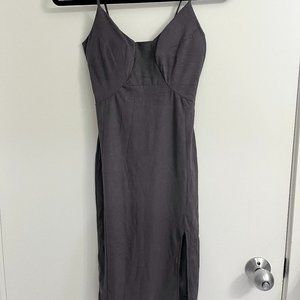 Women's Form Fitted Velvet Dress with Leg Slit